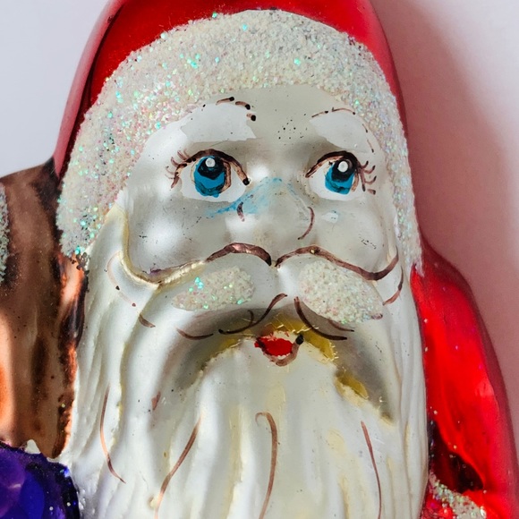 Vintage Glass Ornament Santa with Toy Bag - Picture 6 of 7